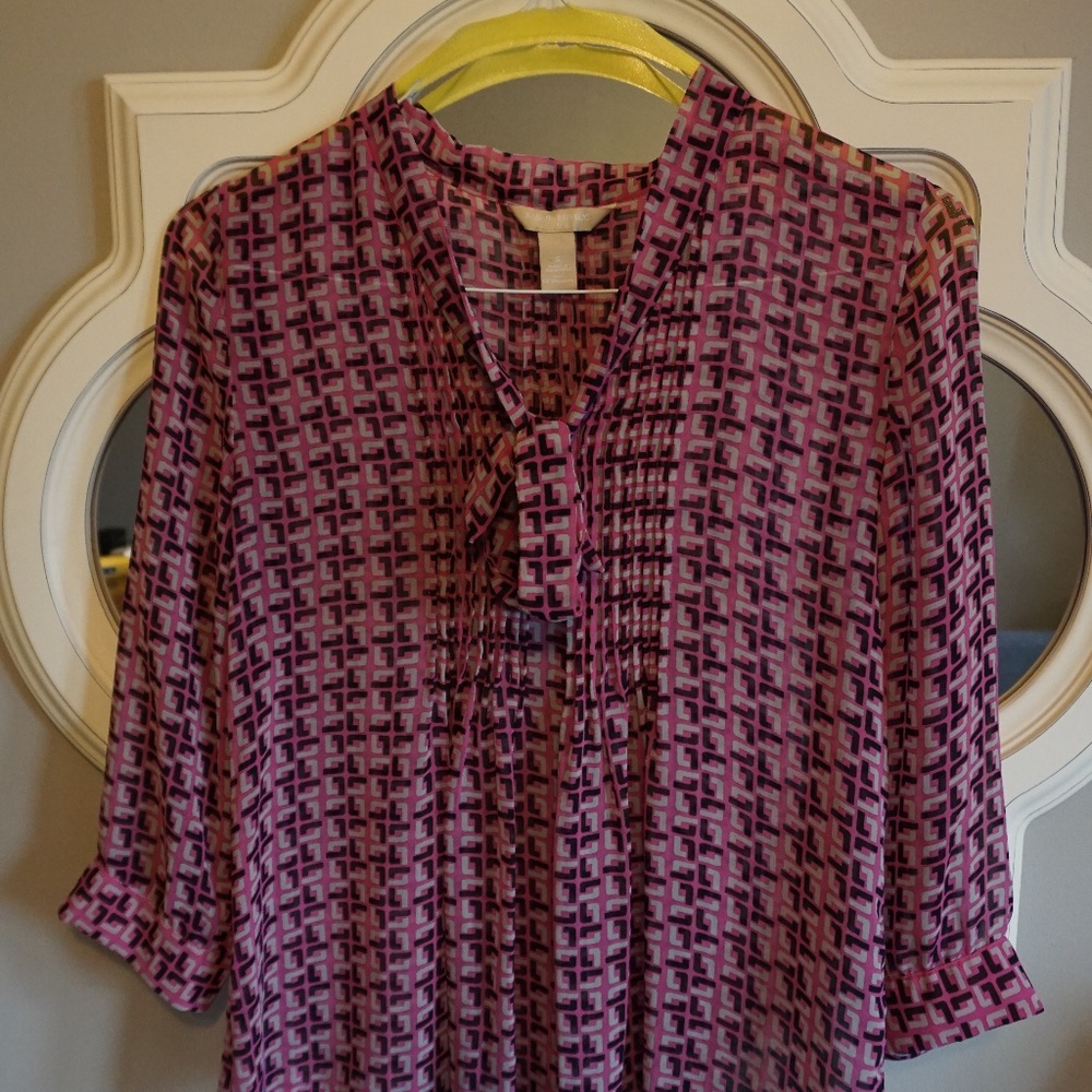 Banana Republic Blue, Gray, Pink Sheer Blouse (S) - Picture 4 of 5